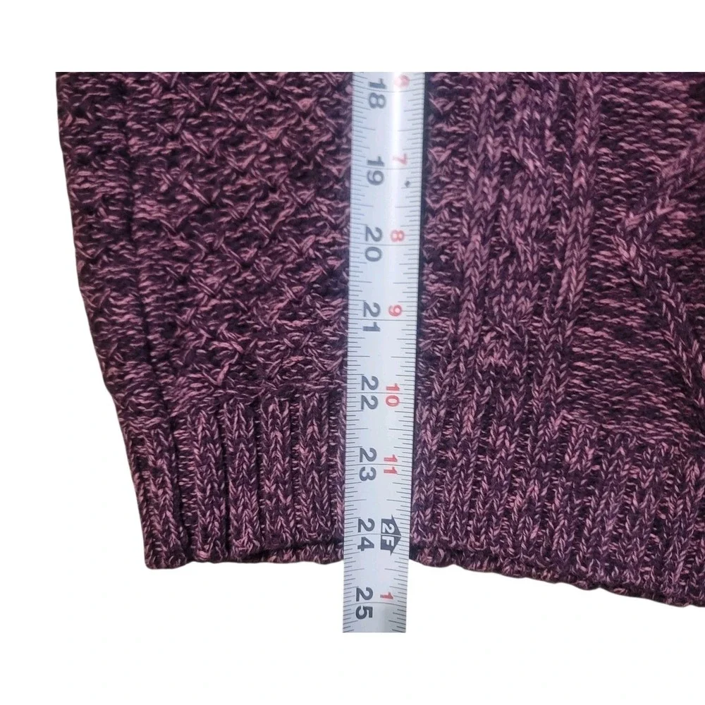 Cabelas Purple Marled Cable‎ Knit Sweater Women Medium 100% Cotton Pullover
